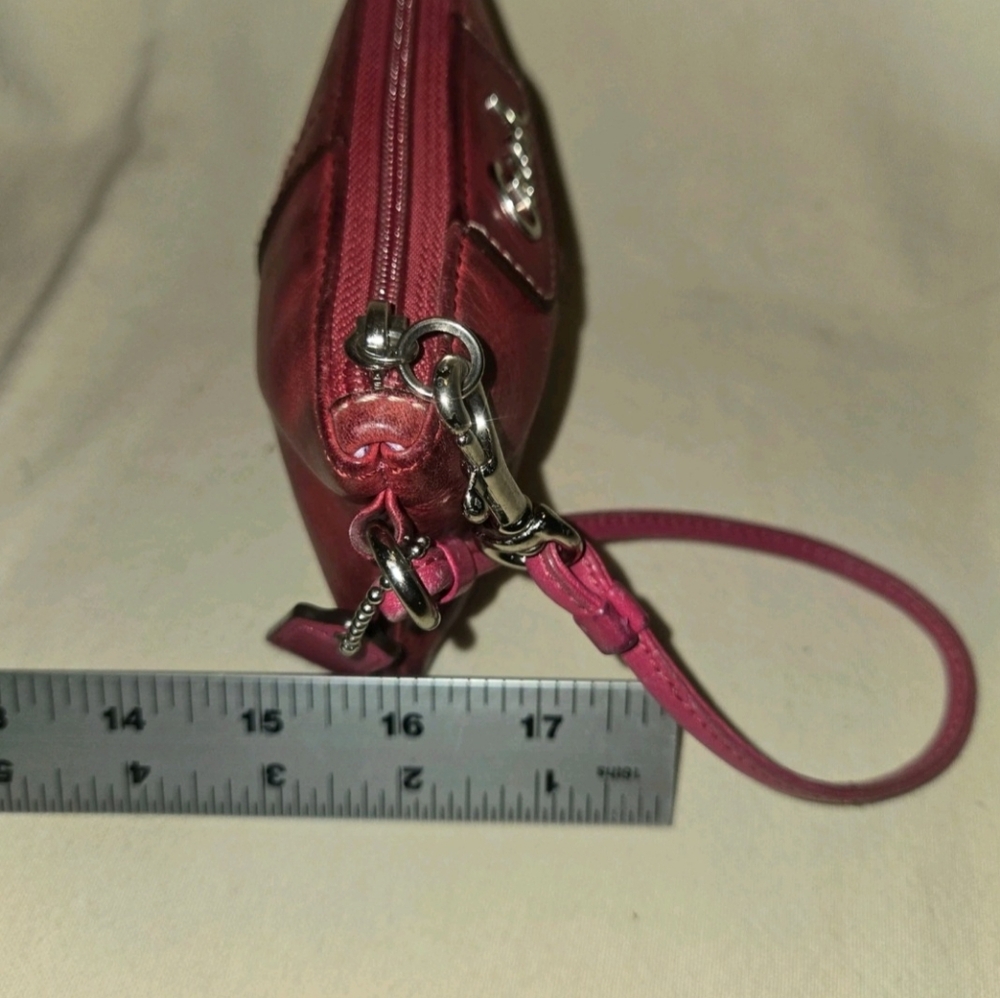 Coach Burgundy Leather Wristlet - Picture 8 of 11